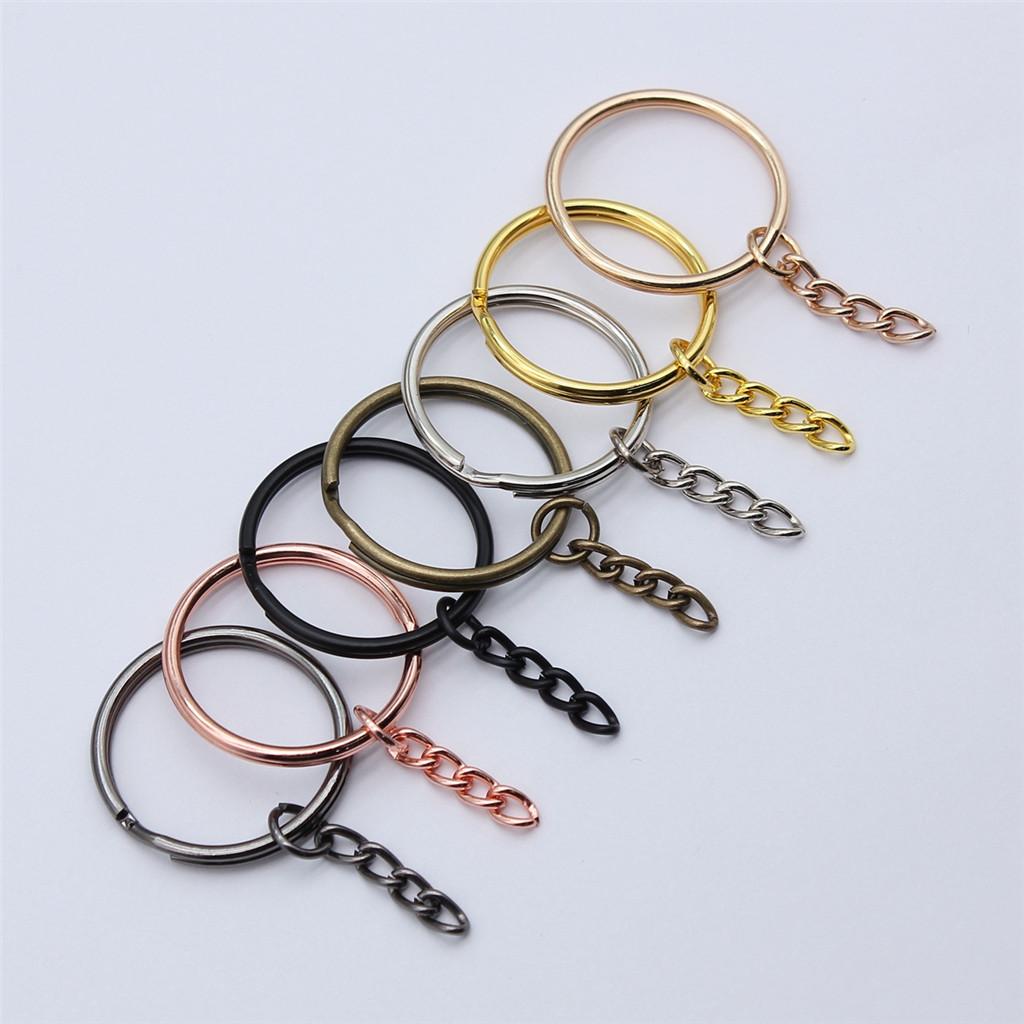 Multi Color Split Ring Keychain Connectors With Extension Chain 25mm 28mm 30mm
