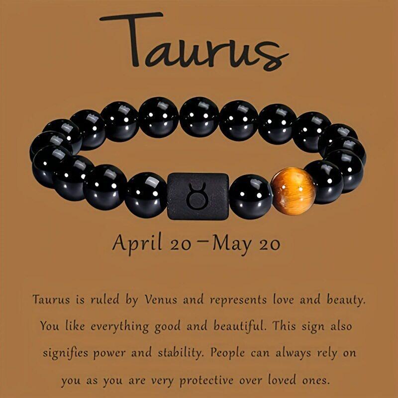 Twelve Constellations Elastic Bracelet with Tiger Eye and Agate Beads
