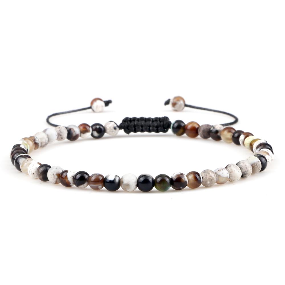 Adjustable Mini Natural Stone Lava Tiger Eye Beaded Bracelets & Bangle for Women Men Chakra Beads Braided Bracelet Charm Jewelry