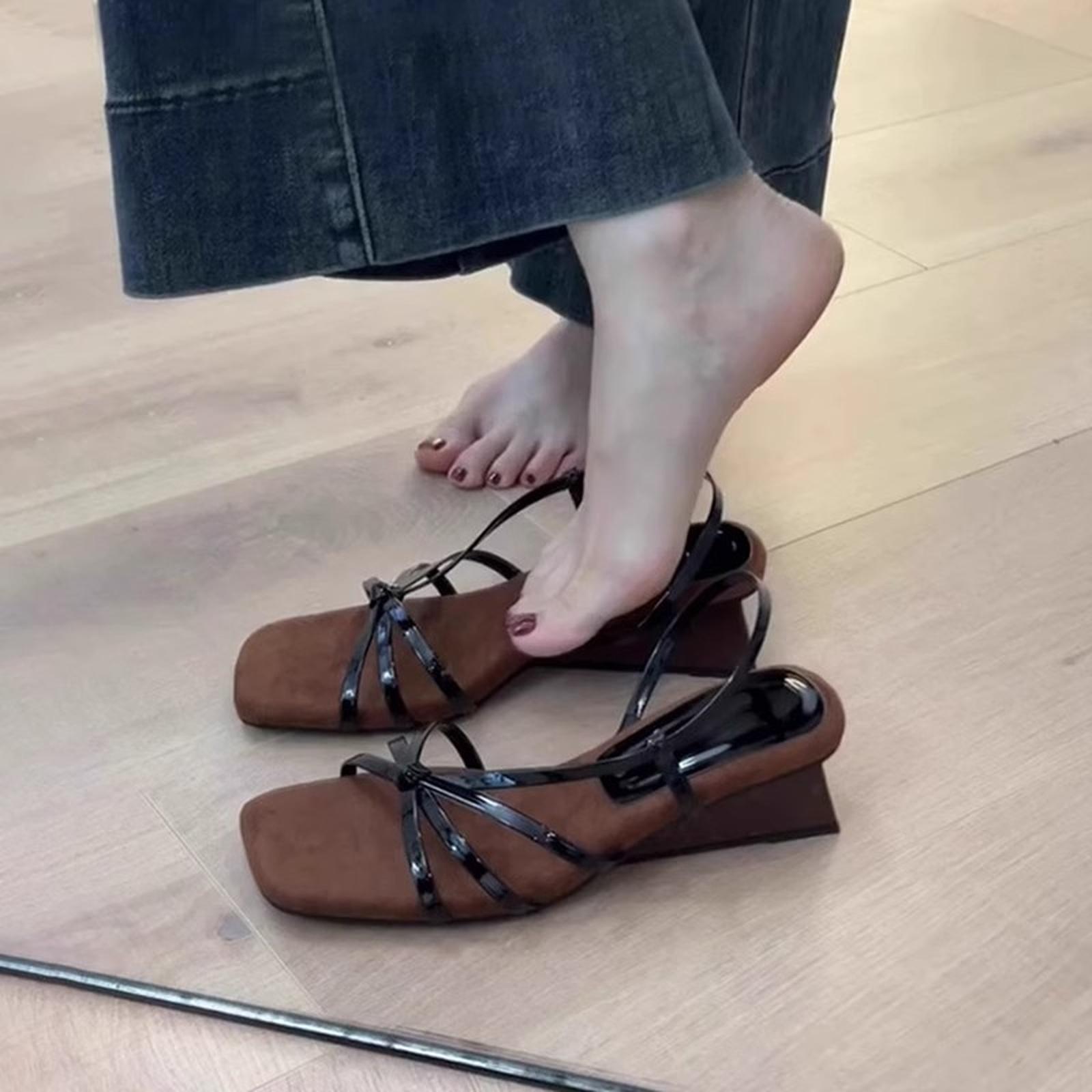 

Women s Summer French - Square Toe Heeled Sandals 38 чорний