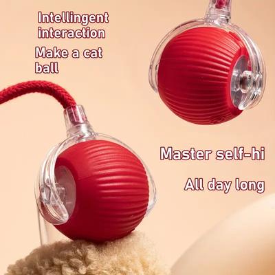 Cat Interactive Ball Toy, Automatic Rolling Ball with Tail, Rechargeable Smart Pet Interactive Toy, Intelligent Mouse for Cat