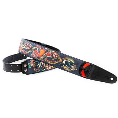 RightOn! Straps Guitar and Bass Strap 6cm Wide 100–150cm Tattoo Black