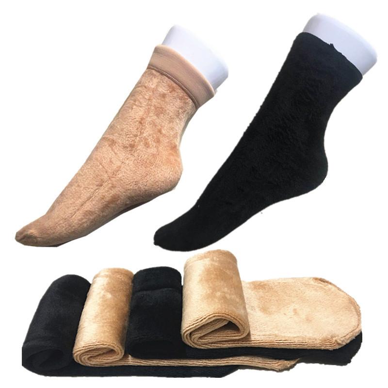 Women/Men Winter Warm Thicken Thermal Wool Cashmere Snow Black Skin Seamless Sock Velvet Soft Boots Floor Sleeping Socks