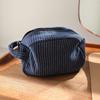 Classic Striped Makeup Bag Large Capacity Portable Cosmetic Bag Cotton Linen Fabric Dark Zipper Skin Care Travel Toiletry Bagportable Storage Bag