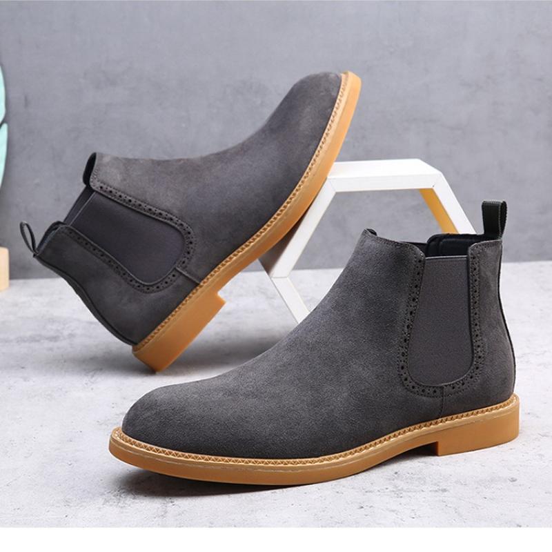 Suede Leather Chelsea Boots Men Casual Shoes Matte Finish British Style Elegant Autumn Short Boot Trendy 48 Size Adult Footwear