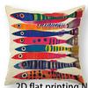 1/4pcs 2D Flat- Boho Folk Art Colorful Fish Print Square Throw Pillow Cover Home farmhouse outdoor decoration cushion cover