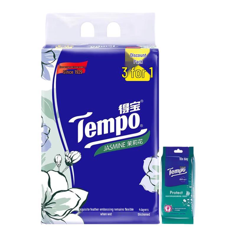 Tempo 4-Ply Jasmine Facial Tissues & Wet Wipes Combo