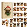 Pug Christmas Advent 2025 24 Days 2D Acrylic Dog Seasonal Decor Pug Tree Ornament Countdown Calendar for Home Kids Adults Dog