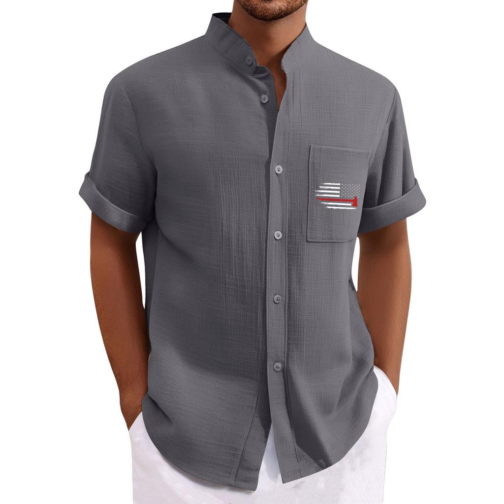 Men'S Casual Loose Short Sleeved Printed Shirt With Fashionable Top