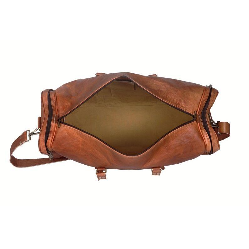 Handmade Goat Leather Duffel Bag | Vintage Weekender | Travel Carry-On Bag for Men | Brown Overnight Gym Luggage