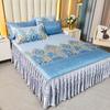 Ice Silk Bed Skirt 3-Piece Set: Machine Washable, Soft, Double Bed, Summer