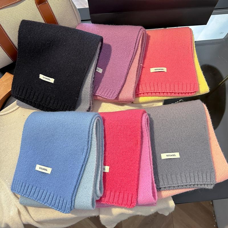 111 pure new solid color cotton winter warm knitted scarf high-end scarf