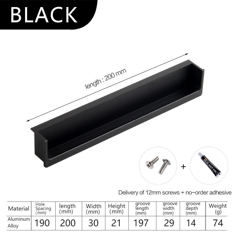 Embedded Concealed Pulls Handles White Wardrobe Doors Handles Black Cabinets Pulls Gray Drawers Pulls Recessed Finger Pulls