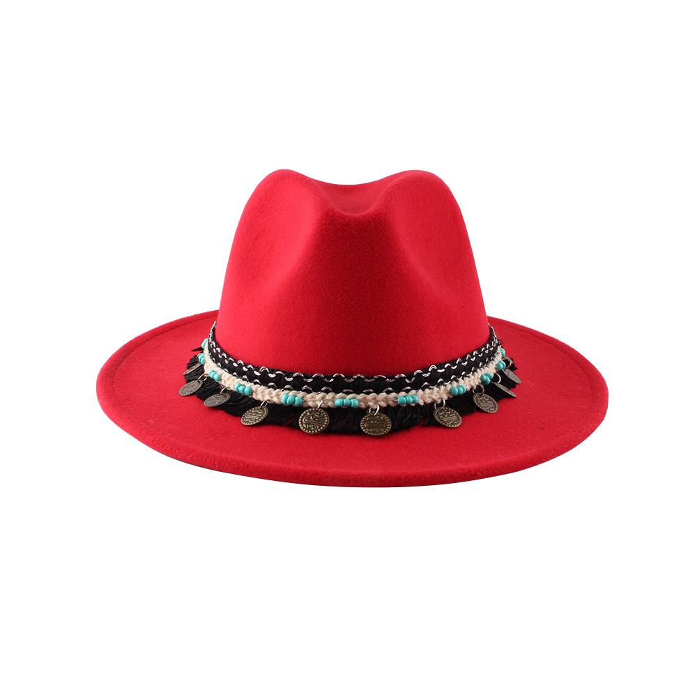 Fashion Versatile Ethnic Woolen Hat Autumn and Winter European and American Warm Jazz Top Hat Women's New Models