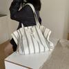 Canvas Bag Niche Design Korean Same Style Single Shoulder Striped Large Capacity Cloth Bag Simple Bag Summer Style Women's Versatile