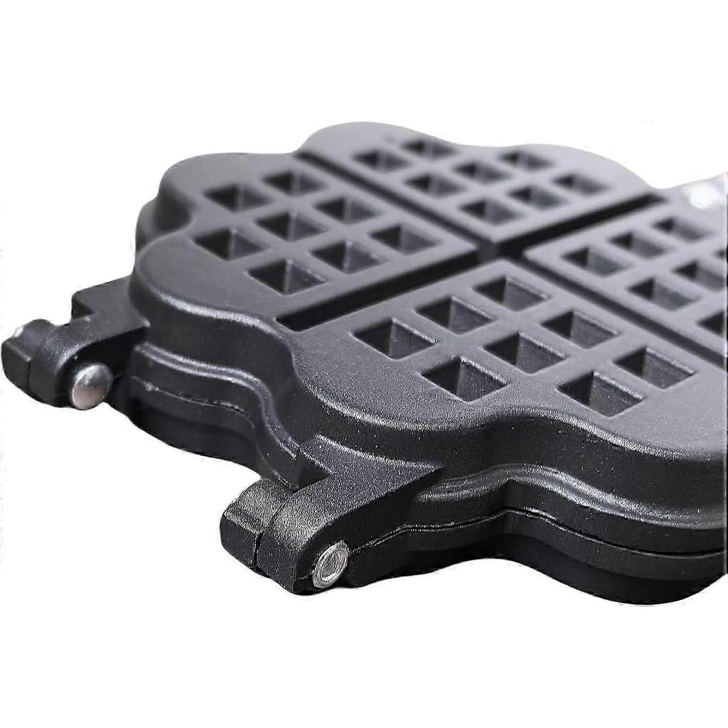 Cast Iron Waffle Maker with Dual Heart Mold for Gas Stove, Non Electric Outdoor Cooking Pan