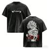 Broly Legenda Vintage Praná Oversized Grafické Tričko, DBZ Dvojitě Tištěné Tričko
