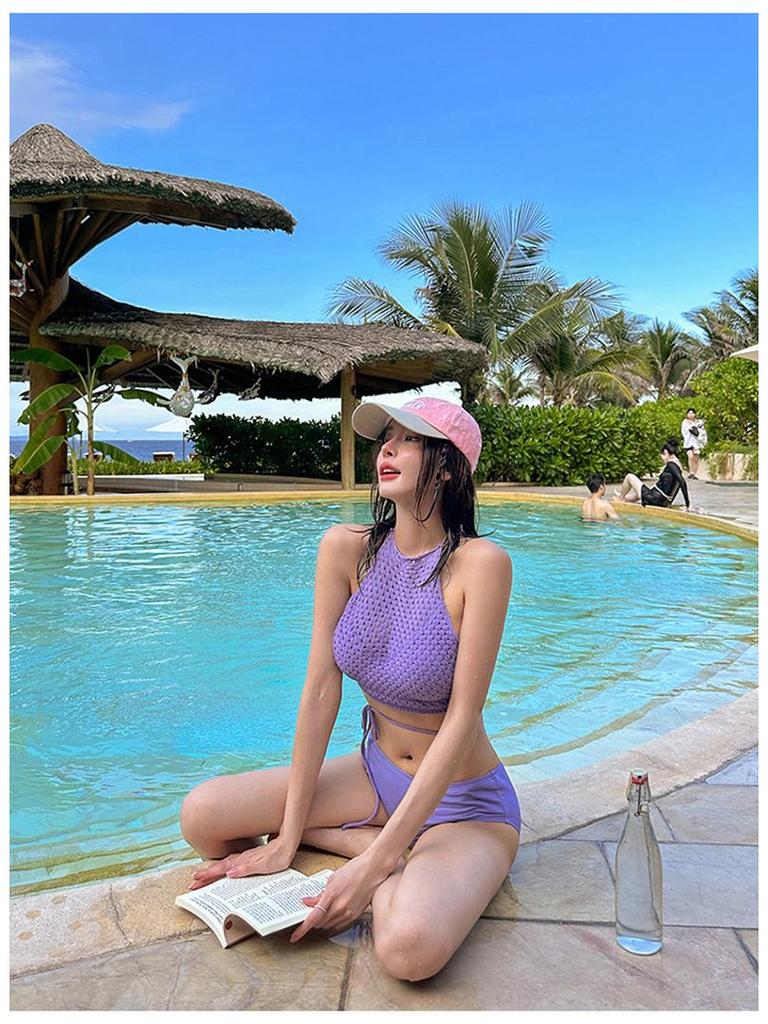 Goddess-Inspired 2025 Korean Cotton Knit Split Skirt Swimsuit