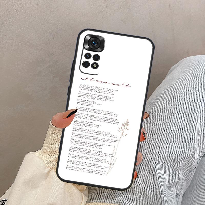 All Too Well Lyrics For Xiaomi Redmi Note 14 10 11 12 13 15 Pro Plus Case Cover For Redmi 15 15C 14C 10C 12C 13C