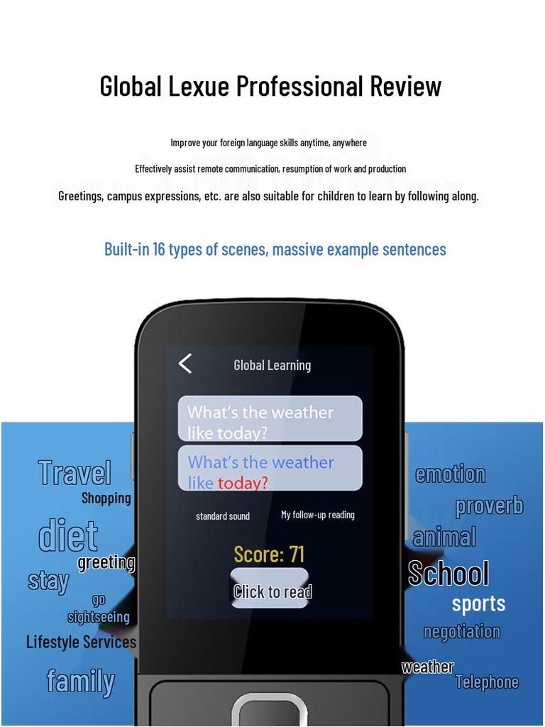 T10 Smart Translator: Supports Offline Translation In 14 Countries, 138 Languages, with WIFI, Photo, and Voice Recording Features.