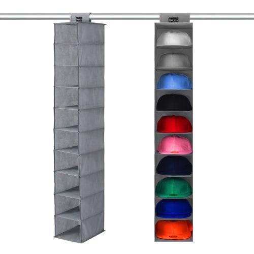 VAESIDA Hat Storage Case, Display Case, Hanging Storage, Hat Rack, Foldable, Multifunctional Baseball Cap Rack, Large Capacity, 10 Tiers, Space-Saving