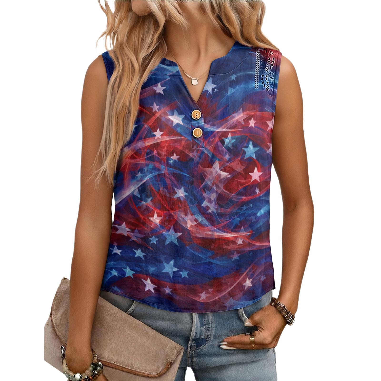 Women s Casual,  Loose-Fitting,  Printed,  Sleeveless Linen Blouse L винный