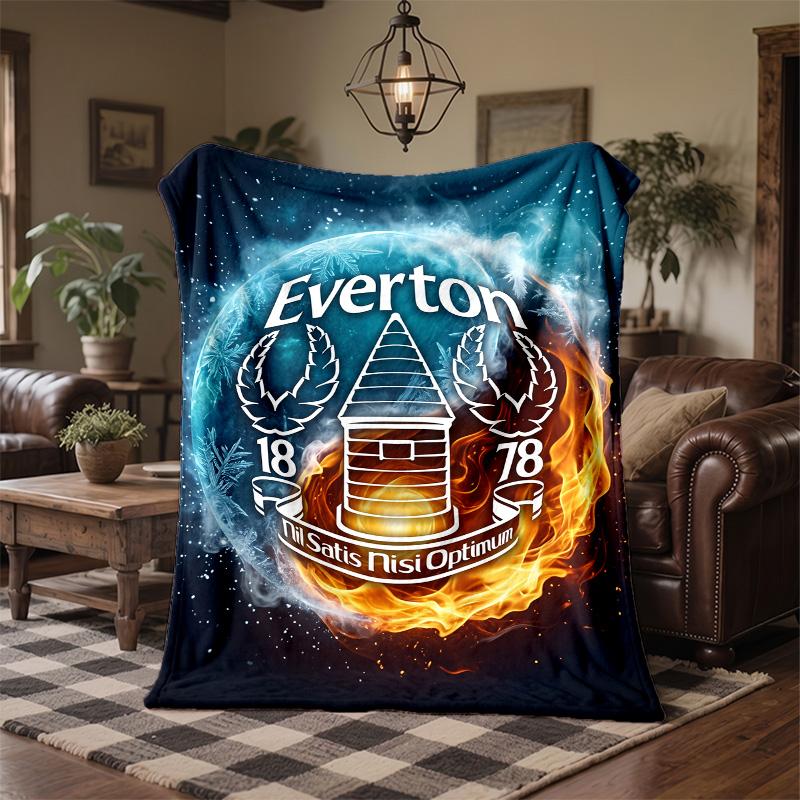 Everton Football Print Flannel Blanket Soft Warm Sofa Bed Throw Blanket For Home Office Bedroom