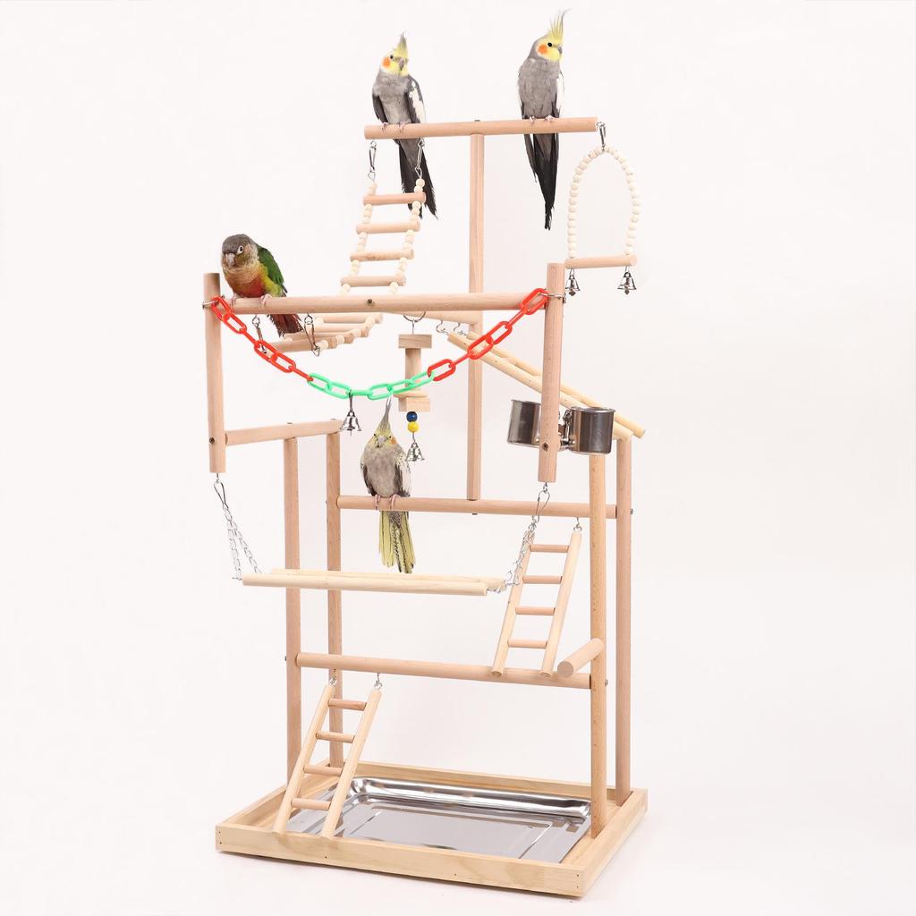 Parrot Play Stand & Training Station with Climbing Ladder, Swing, and Bird Toys