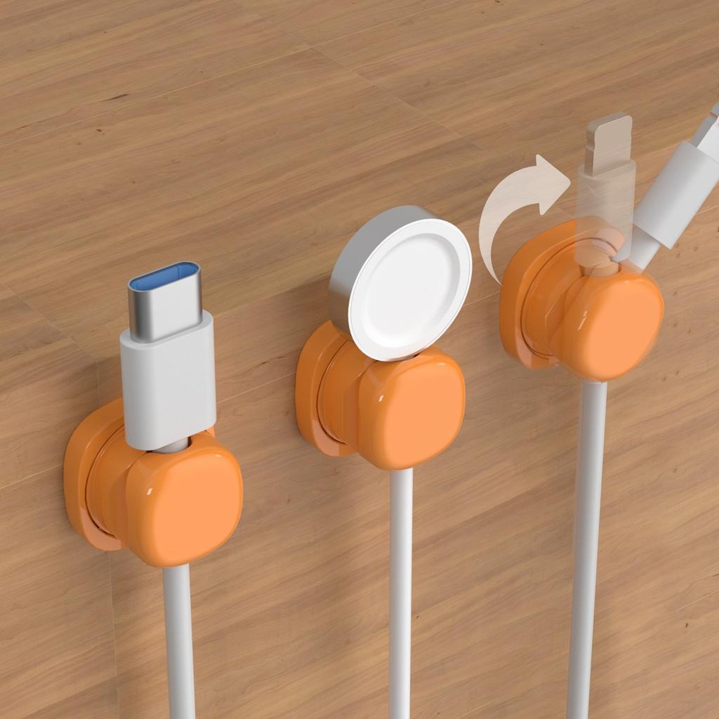 Rotatable Cable Organizer Desktop Data Cable Storage And Collection Mobile Phone Charging Cable Clip Spring Fixed Cable Organizer