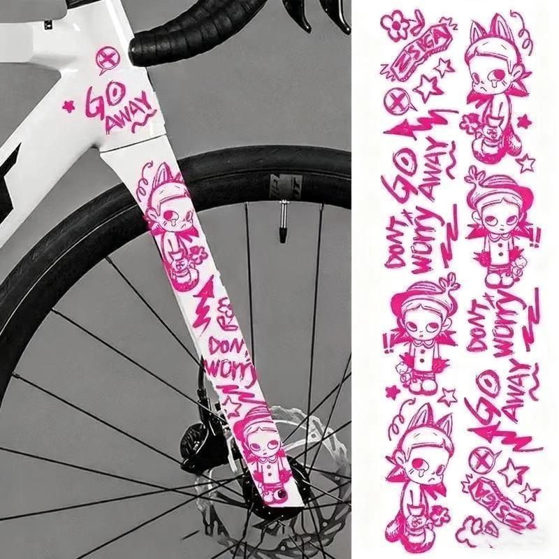 1 Set MTB Rennrad Rahmen Aufkleber Cartoon DIY Reflektierend Wasserdicht Fahrrad Aufkleber Für Fahrrad Rahmen Oberrohr