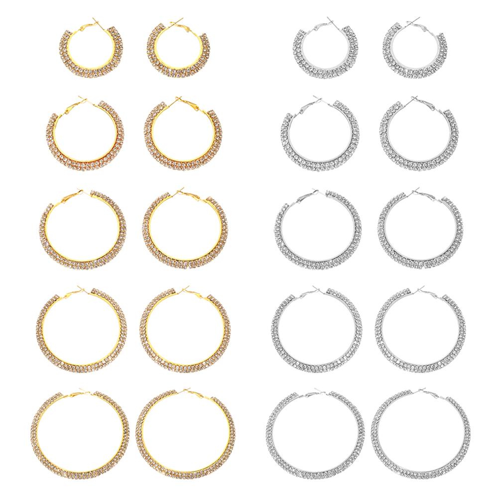 

Двойной ряд Горный хрусталь Золото Серебряный Хрустальный обруч Серьги Ушная шпилька Висячие ювелирные изделия Серьги-капли