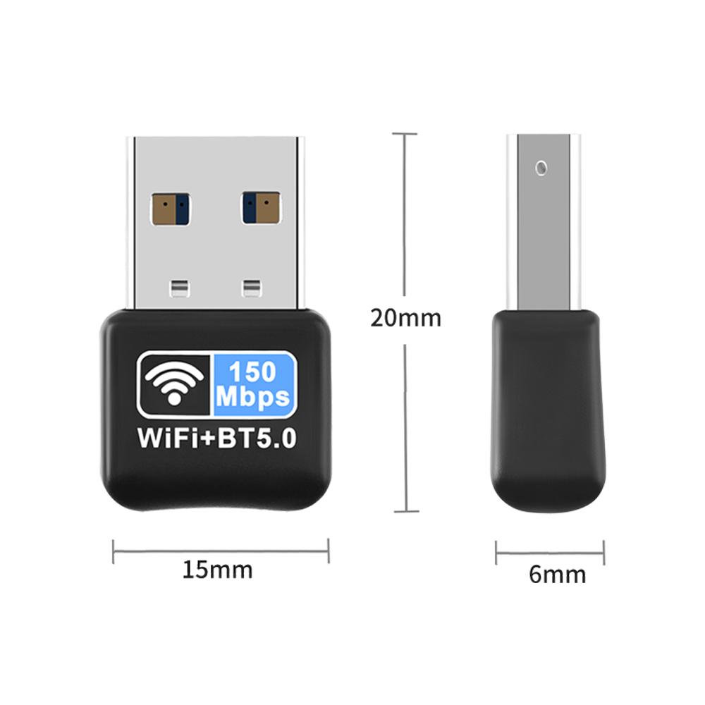 WiFi Bluetooth Wireless Adapter 150Mbps USB Receiver 2.4G Bluetooth 5.0 Dongle Network Card for Desktop Laptop PC Keyboard Mouse