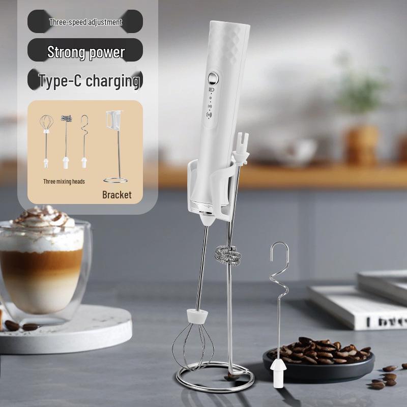 Wiederaufladbarer Elektrischer Milchaufschäumer & Eierrührer - Kabelloser Mixer für Kaffee & Proteinshakes