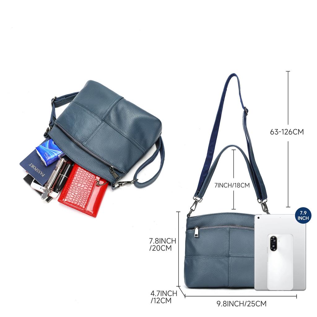 Vintage Women's Handbag Soft Genuine Leather Crossbody Shoulder Bag Square Solid Color Female Tote Lady Messenger Bags Underarm