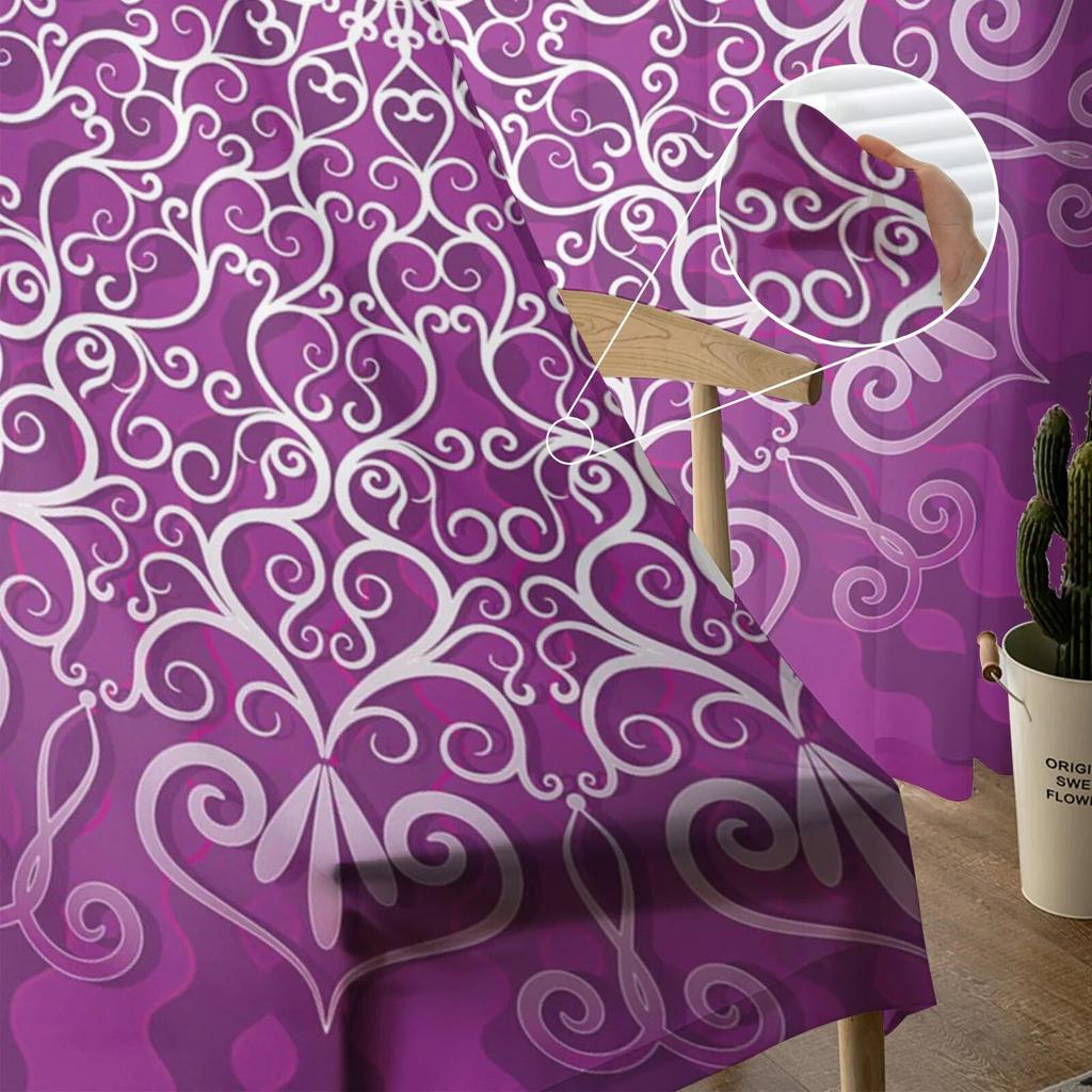 Purple Round Flowers Tulle Curtain For Living Room Bedroom Modern Sheer Curtains Decorative Window Treatment