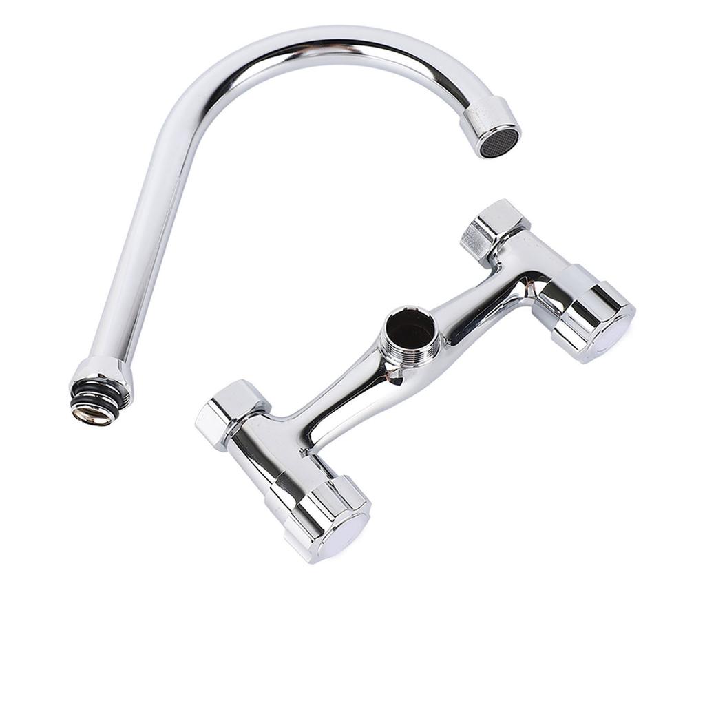 Wall Mount Kitchen Stainless Steel Smooth Surface 2 Handles Faucet Kitchen Faucet for Home