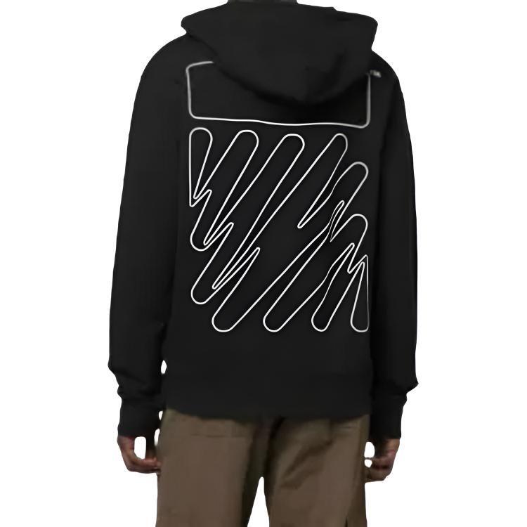 OFF WHITE Felpa con Cappuccio Diag Slim Contorno Onda OMBB097F22FLE0151001