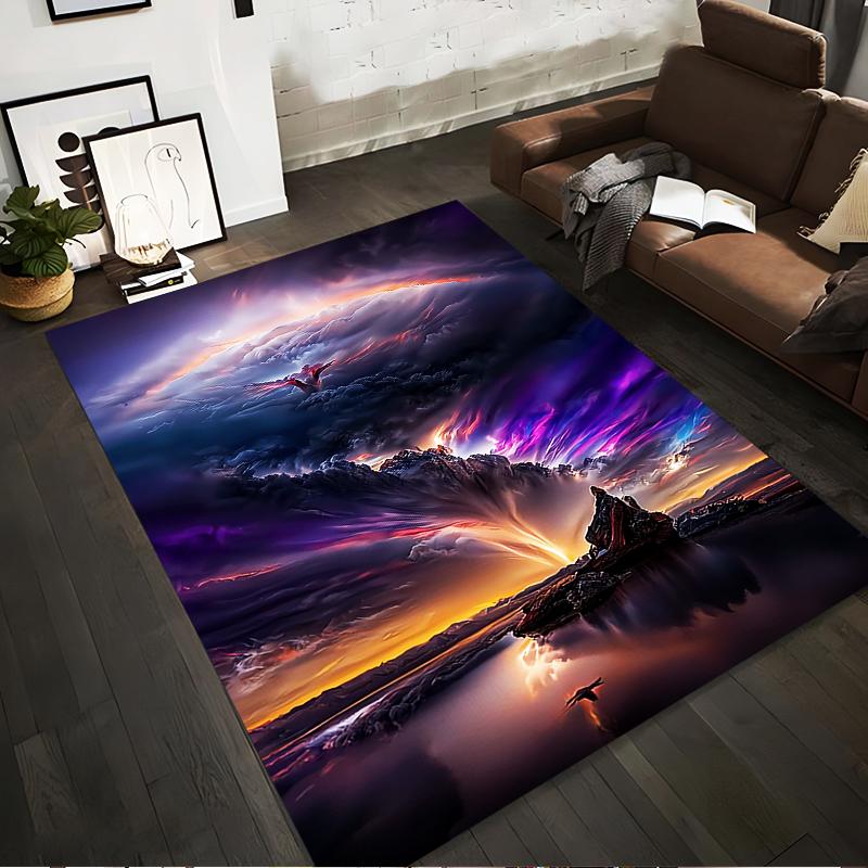 

Fantasy Landscape Carpet with Mountain, Sky, and Vivid Colors Suitable for use as an anti-slip for living room bedroom sofas 40x60cm( 15x23in )