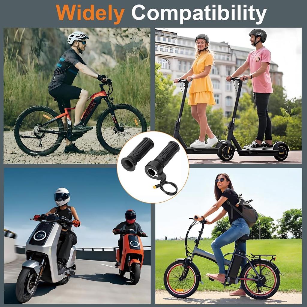 Ebike Throttle Grips 3 Pin Waterproof Electric Bike Full Twist Throttle for 12V 24V 36V 48V 60V Ridstar Q20 E Bike Scooter Throttles 2