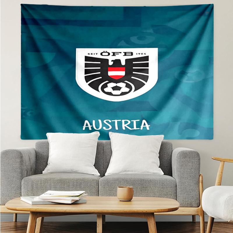 1PC Austria Football Emblem Tapestry, Unique Design Tapestry, Suitable for Bedroom,Livingroom, Playroom,Heartwarming Holiday Gifts