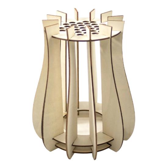 Handcrafted Floral Display for Shelf Wooden Puzzle Flower Vase, Stand Flowers or Minimalist Arrangement Pots Office Artificial Flowers, Decorative