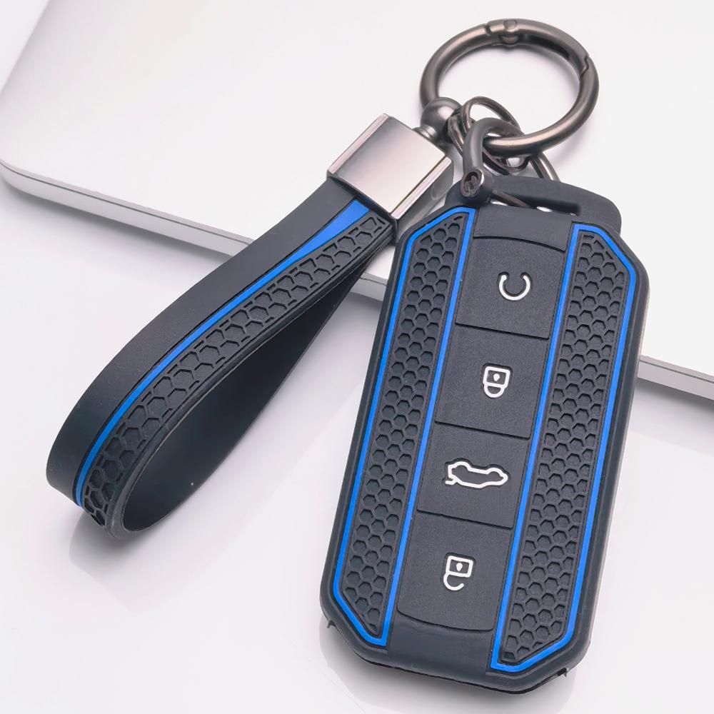 Key Fob Cover for Chery Tiggo with Keychain Anti-Scratch Guard Shockproof Protection Soft Grip Texture Responsive Button Touch Dust Resistant Cover
