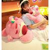 Cute Short Plush Strawberry Bear Stuffed Toy Pillow For Kids 35cm Pink