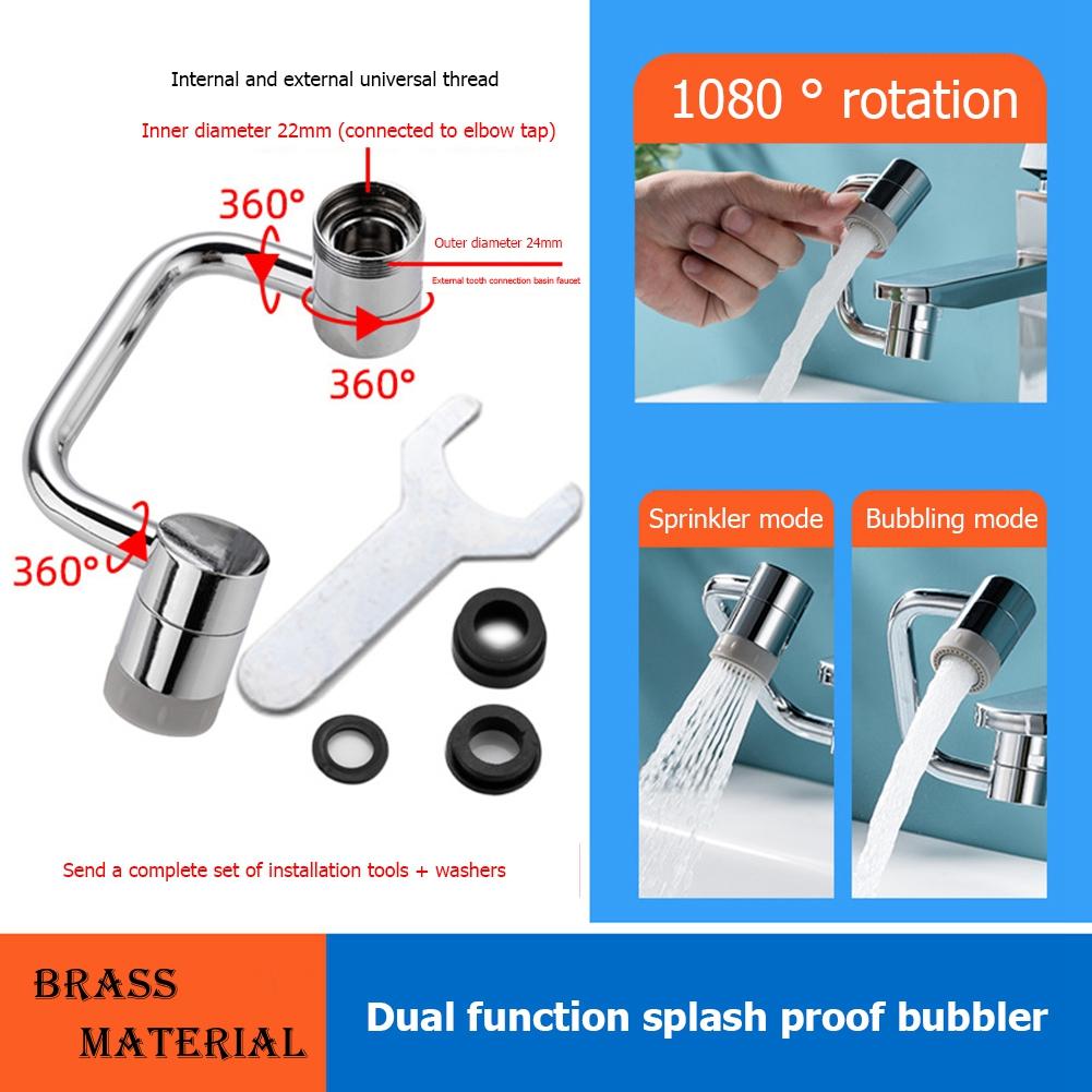 

Серебряный поворотный кран с 2 режимами работы, металлическая медная U-образная механическая стрела, насадка-шланг с фильтром против разбрызгивания под давлением 1080° для вас