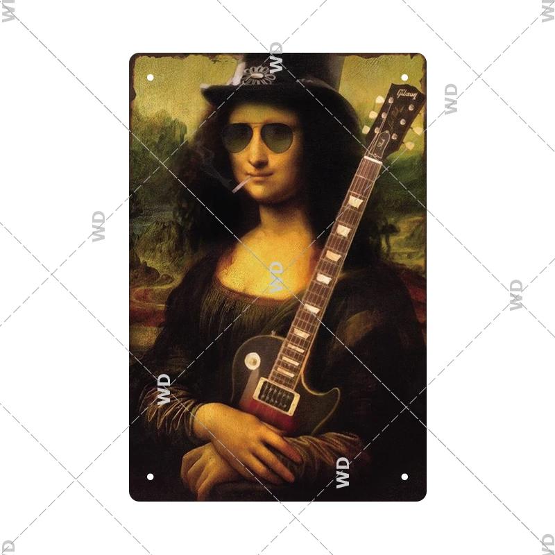 Vintage Sexy Funny MonaLisa Metal Sign Metal Tin Plaque Metal Vintage for Pub Bar Sign Man Cave Decoration Iron Plates