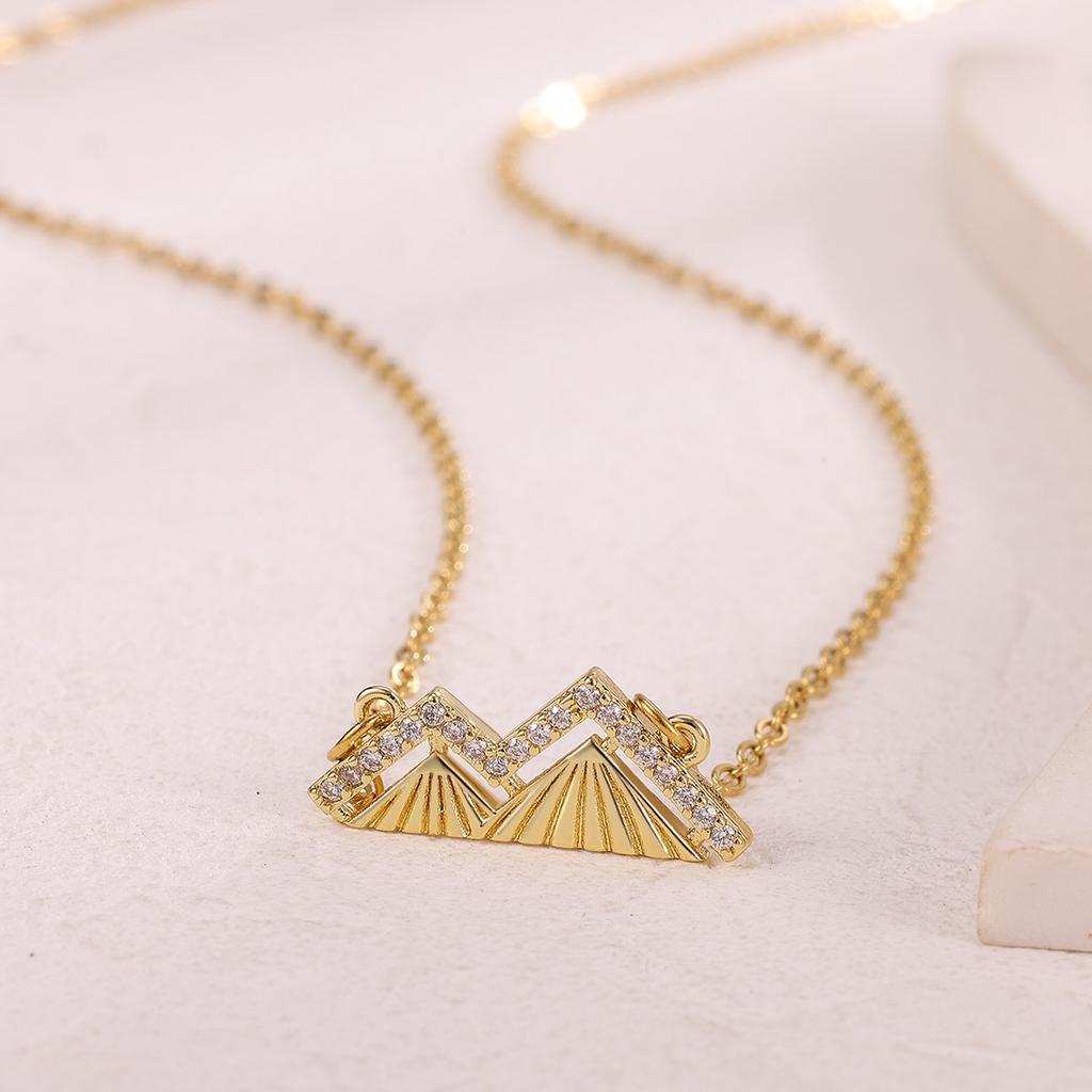 Stylish Mountain Necklace With Zircon For Women Gold Color Charm Elegant Nameplate Geometric Pendant Necklaces Wedding Jewelry