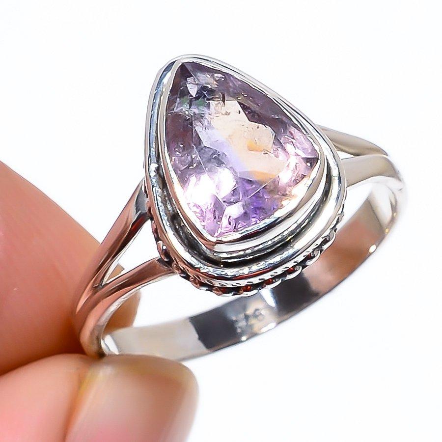 

Natural Ametrine Gemstone Handmade 925 Solid Sterling Silver Gift Ring S.9 o4S09