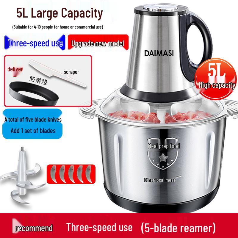 Premium Electric Meat Grinder & Multifunctional Food Processor for Chopping, Blending, and Garlic Paste Making