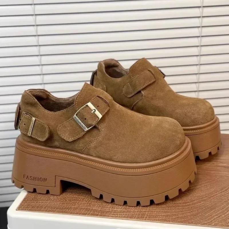 2024 Горячая Распродажа Женская Обувь Ремешок с Пряжкой Модный Леопардовый Принт Повседневные Туфли-Лодочки Женские Новые Круглые Носки На Платформе Каблуки Zapatos Mujer 40 3194₽