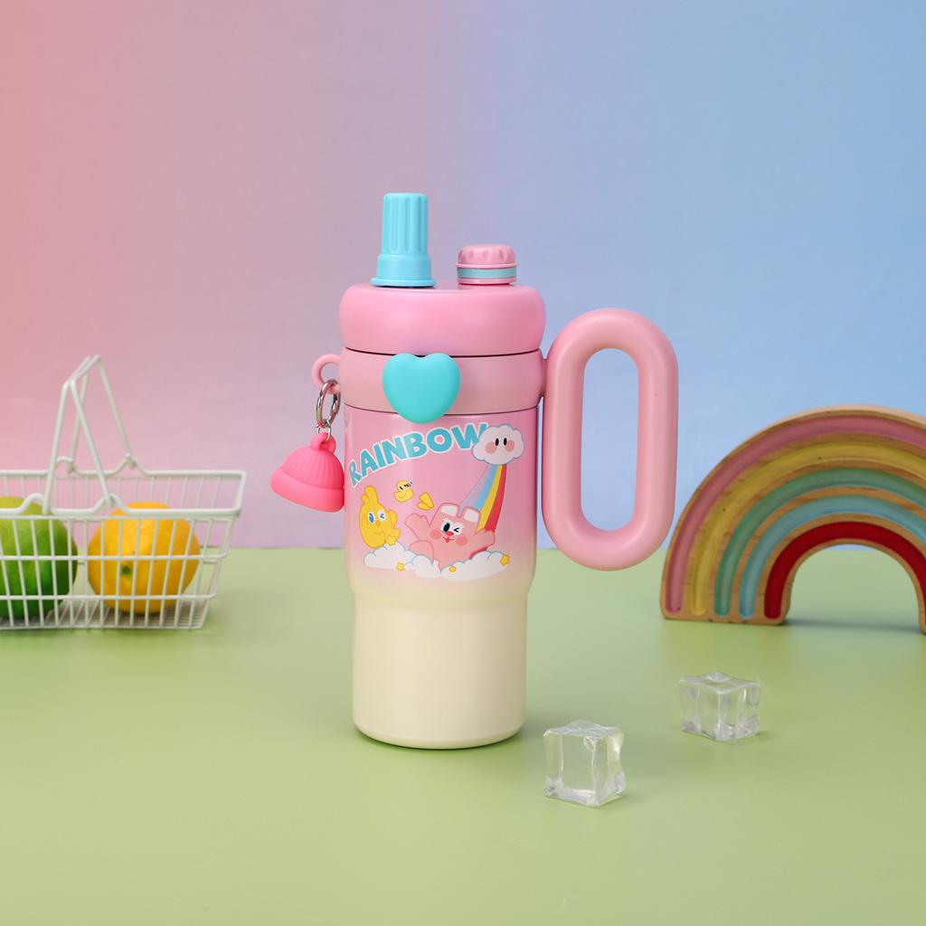 Mengka Rabbit Cartoon Large Capacity Bingba Cup 316 Stainless Steel Thermos Cup High Value Outdoor Portable Straw Water Cup